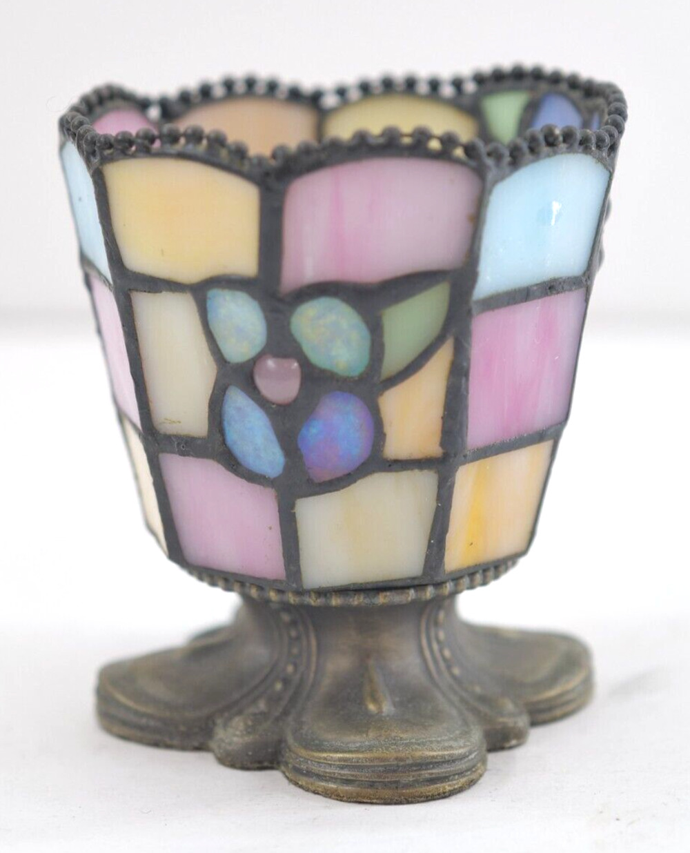 PartyLite Hydrangea Stained Glass Tiffany Style Votive Tea Light Candle Holder